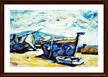 Painting titled "Fishing Boats" by Ernan Pillerva, Original Artwork