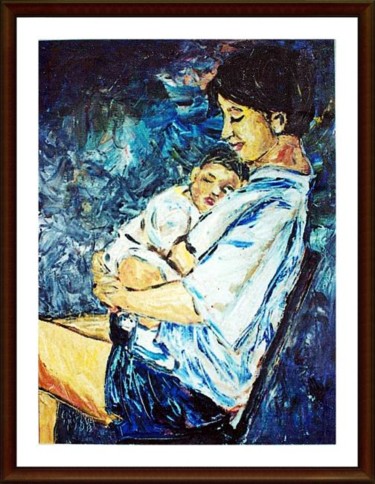 Painting titled "Mother's Comfort" by Ernan Pillerva, Original Artwork