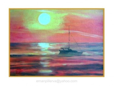 Painting titled "Sailing the Sunset" by Ernan Pillerva, Original Artwork