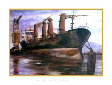 Painting titled "Cargo on the Dock" by Ernan Pillerva, Original Artwork