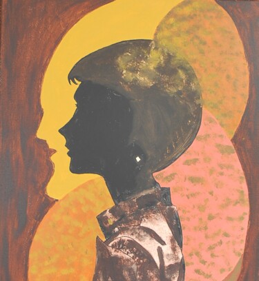 Pintura titulada "Mujer pensando en h…" por Ernest Carneado Ferreri, Obra de arte original, Acrílico Montado en Bastidor de…