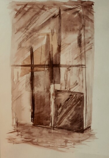 Painting titled "Trapped Shapes" by Ernest Johnson, Original Artwork, Watercolor Mounted on Cardboard