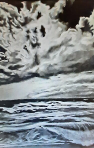 图画 标题为“Motion of Waves and…” 由Ernest Johnson, 原创艺术品, 铅笔 安装在纸板上