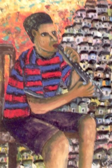 Pintura intitulada "minino do morro" por Ernesto Alves, Obras de arte originais