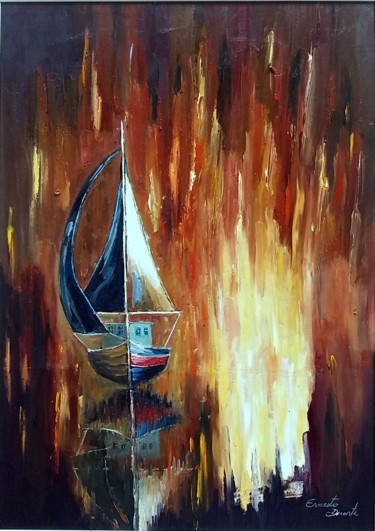 Pittura intitolato "veleiro.jpg" da Ernesto Duarte, Opera d'arte originale, Olio Montato su Pannello di legno