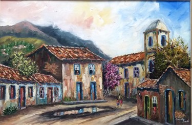 Pintura intitulada "vila.jpg" por Ernesto Duarte, Obras de arte originais, Óleo Montado em Painel de madeira