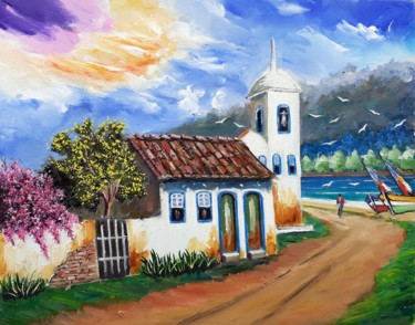 Peinture intitulée "Igreja em Paraty" par Ernesto Duarte, Œuvre d'art originale, Huile