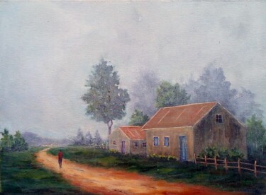 Painting titled "foggy path" by Ernesto Duarte, Original Artwork, Acrylic