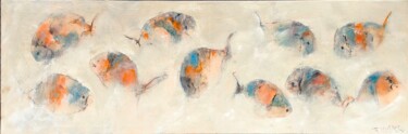 Pintura intitulada "FISHES II" por Ernesto Larrarte Parrondo, Obras de arte originais, Óleo Montado em Armação em madeira