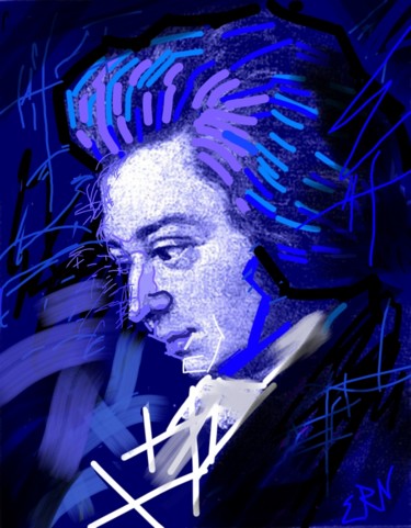 Digital Arts titled "Mozart in D minor" by Ernesto Rivera Novoa, Original Artwork, Digital Painting