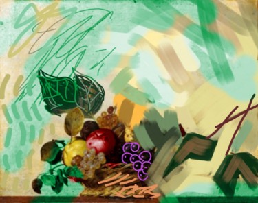 「Basket of fruit (af…」というタイトルのデジタルアーツ Ernesto Rivera Novoaによって, オリジナルのアートワーク, デジタル絵画
