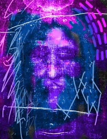 Digitale Kunst mit dem Titel "Head of Christ" von Ernesto Rivera Novoa, Original-Kunstwerk, Digitale Malerei
