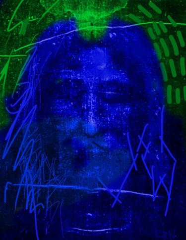Digitale Kunst mit dem Titel "Head of Christ #2" von Ernesto Rivera Novoa, Original-Kunstwerk, Digitale Malerei
