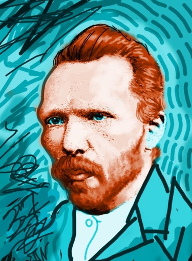 Digital Arts titled "Vincent Van Gogh" by Ernesto Rivera Novoa, Original Artwork, Digital Painting