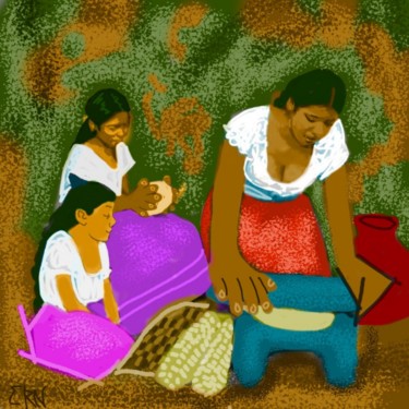 Arte digitale intitolato "Tortillera con sus…" da Ernesto Rivera Novoa, Opera d'arte originale, Pittura digitale