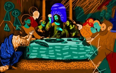Digital Arts titled "The Last Supper" by Ernesto Rivera Novoa, Original Artwork, Digital Painting