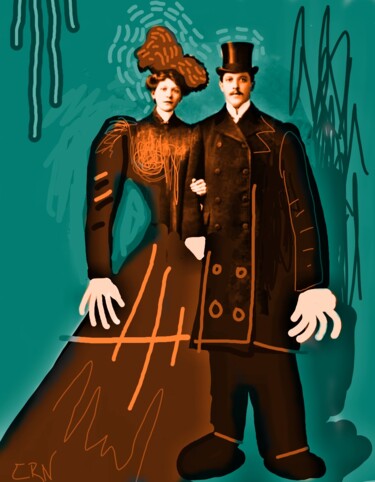 Digital Arts titled "Vintage Couple" by Ernesto Rivera Novoa, Original Artwork, Digital Painting