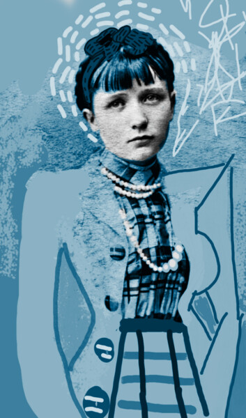 Digitale Kunst getiteld "Blue Woman" door Ernesto Rivera Novoa, Origineel Kunstwerk, Digitaal Schilderwerk