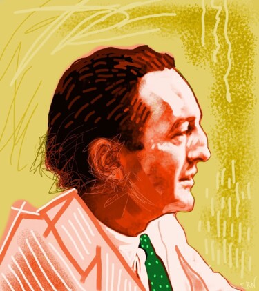 Digital Arts titled "Frank O'Hara" by Ernesto Rivera Novoa, Original Artwork, Digital Painting