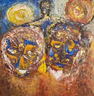 Pittura intitolato "Sole e Luna" da Ernesto Scivoli (ARTErnestoscivoli), Opera d'arte originale, Acrilico Montato su Altro p…