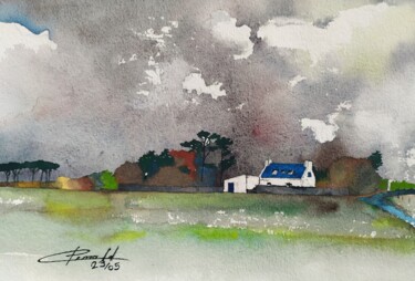 Peinture intitulée "borderune - Belle Î…" par Erno P, Œuvre d'art originale, Aquarelle