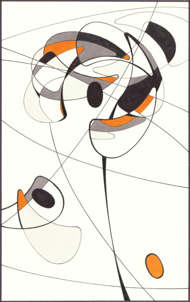Disegno intitolato "Windy Flower" da Ernst Kruijff, Opera d'arte originale, Pennarello