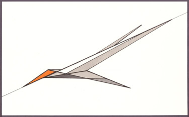 Zeichnungen mit dem Titel "Bird No2" von Ernst Kruijff, Original-Kunstwerk, Marker