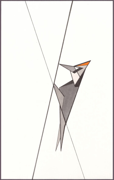 Pintura intitulada "Woodpecker" por Ernst Kruijff, Obras de arte originais, Marcador