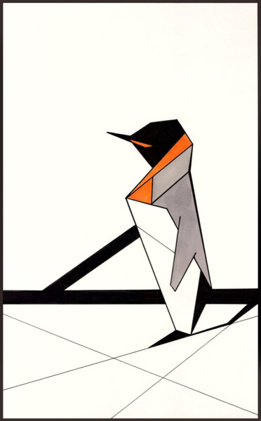 Dibujo titulada "Pingouin" por Ernst Kruijff, Obra de arte original, Rotulador