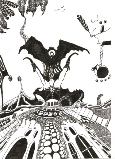 Drawing titled "vulture" by Erol Yıldırım, Original Artwork, Ink