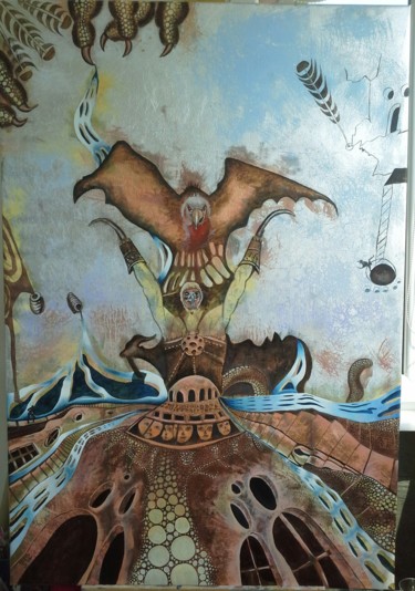 Painting titled "Vulture" by Erol Yıldırım, Original Artwork, Oil