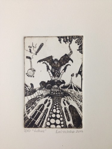 Printmaking titled "Vulture" by Erol Yıldırım, Original Artwork, Engraving