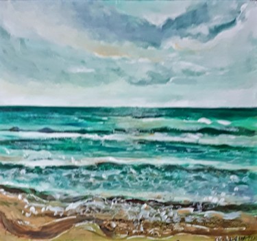 Painting titled "LA MER À MARSEILLAN" by Ervalena, Original Artwork, Acrylic