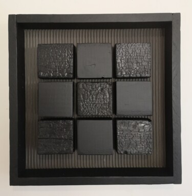 Γλυπτική με τίτλο "S9- carrés2" από Ervé, Αυθεντικά έργα τέχνης, Ξύλο Τοποθετήθηκε στο Ξύλινο φορείο σκελετό