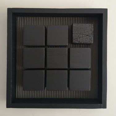 「S9- carrés3」というタイトルの彫刻 Ervéによって, オリジナルのアートワーク, ウッド ウッドストレッチャーフレームにマウント