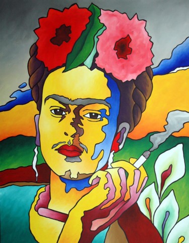 Malerei mit dem Titel "Frida Kahlo" von Erwin Esquivel C, Original-Kunstwerk