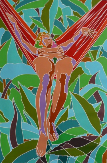 Картина под названием "hamac Roja" - Erwin Esquivel C, Подлинное произведение искусства, Акрил