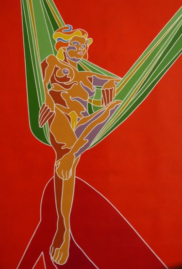 Картина под названием "La Hamaca Verde" - Erwin Esquivel C, Подлинное произведение искусства, Акрил