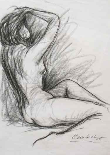 Dessin intitulée "dorso femenino" par Erwin Esquivel C, Œuvre d'art originale