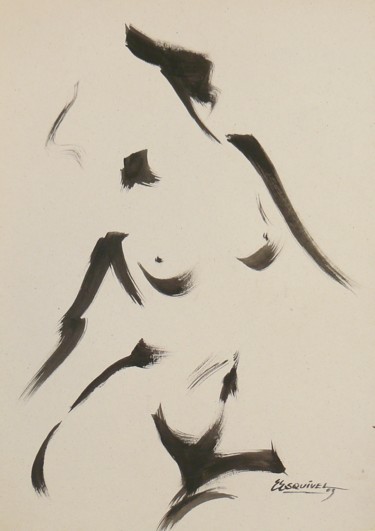 Disegno intitolato "torso de mujer" da Erwin Esquivel C, Opera d'arte originale, Inchiostro
