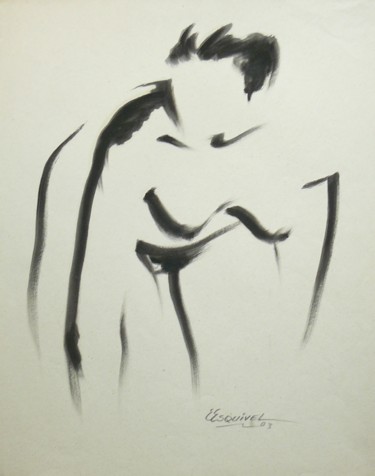 Dibujo titulada "desnudo femenino" por Erwin Esquivel C, Obra de arte original, Tinta