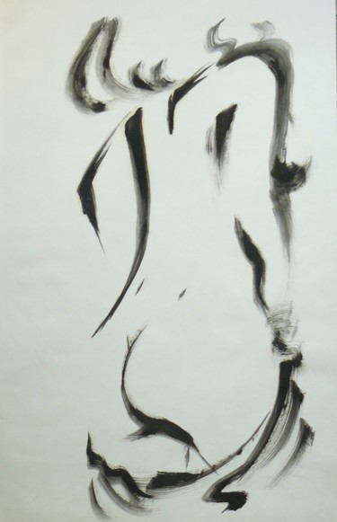 Dessin intitulée "dorso femenino" par Erwin Esquivel C, Œuvre d'art originale, Encre