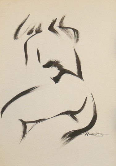 Dessin intitulée "pose de caderas" par Erwin Esquivel C, Œuvre d'art originale, Encre