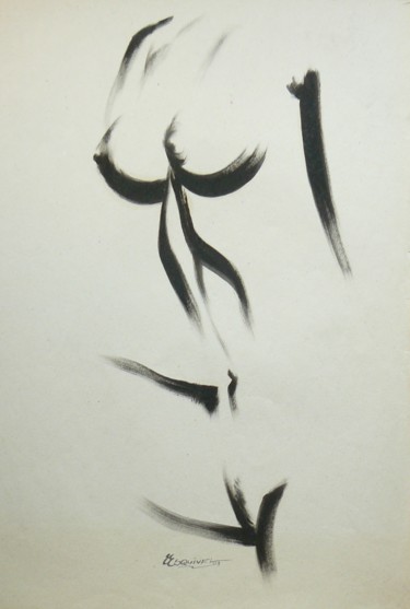 Dessin intitulée "torso de mujer" par Erwin Esquivel C, Œuvre d'art originale, Encre