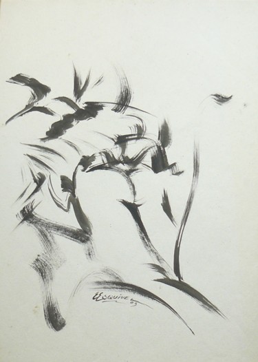 Dessin intitulée "pose de caderas" par Erwin Esquivel C, Œuvre d'art originale, Encre
