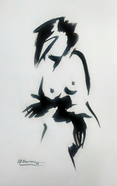 图画 标题为“guantes negros” 由Erwin Esquivel C, 原创艺术品, 墨