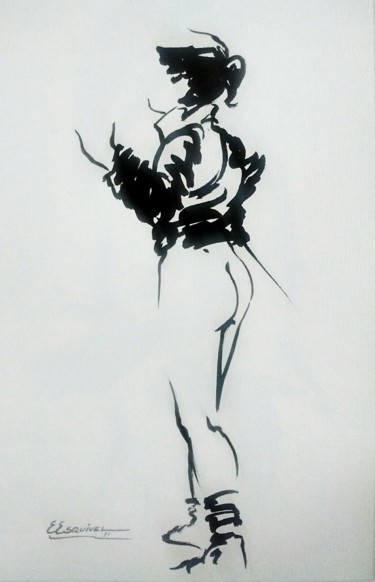Drawing titled "perrine" by Erwin Esquivel C, Original Artwork, Ink