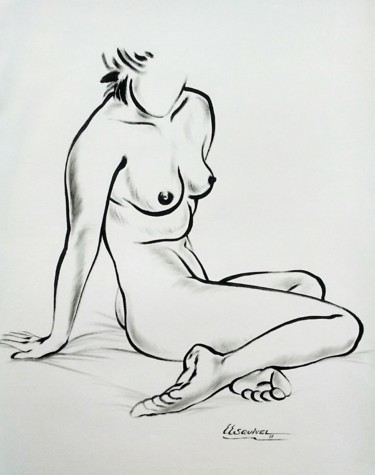 Drawing titled "pose clasique" by Erwin Esquivel C, Original Artwork, Other
