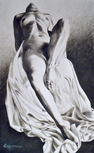 Disegno intitolato "paisaje femenino" da Erwin Esquivel C, Opera d'arte originale, Altro