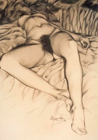 Dessin intitulée "paisaje femenino 2" par Erwin Esquivel C, Œuvre d'art originale, Crayon